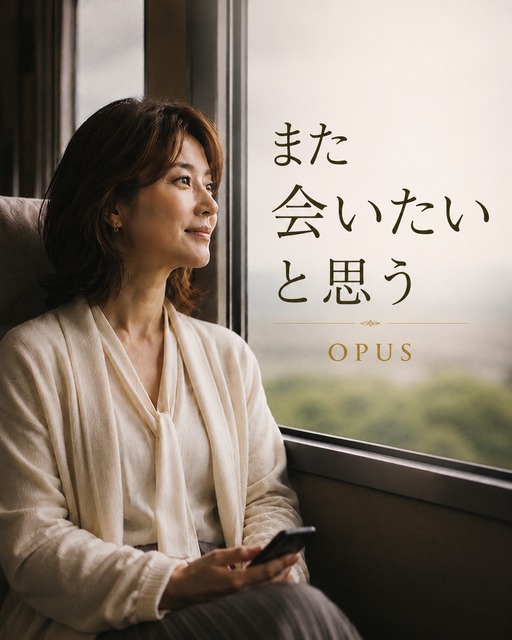 車窓を眺めながら静かに次の再会を思う女性