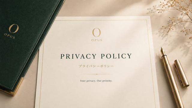プライバシーポリシーを象徴するOPUSの高級ホテルステーショナリー