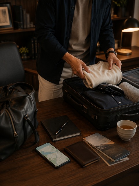 女性との一泊の旅を準備する男性