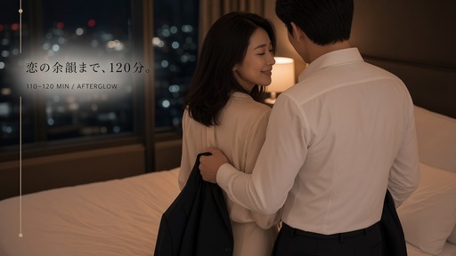 ホテルで過ごした120分の最後に男性との別れを惜しむ大人の日本人女性