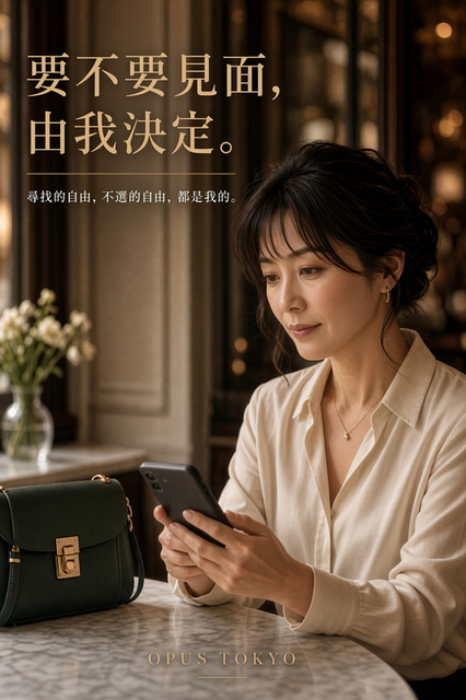 成熟女性在咖啡館看著手機,思考是否要與某人見面