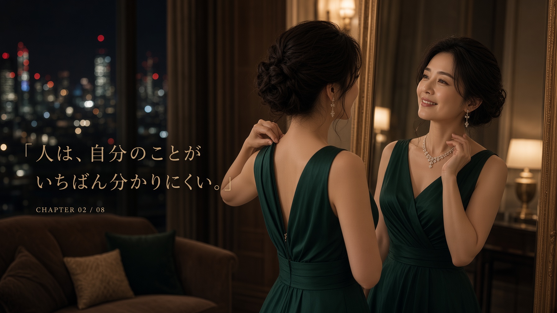 A woman in her 40s quietly looking at herself in the mirror | People find themselves hardest to understand