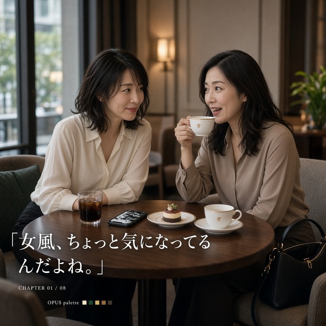 在咖啡廳談論女性專屬風俗的兩位30至40多歲女性|OPUS朋友兩人使用 CHAPTER 01