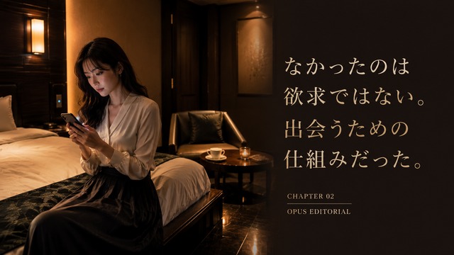ラブホテルの客室でスマートフォンを見つめ、最初の一歩を考える女性