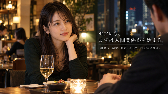 セフレとの関係を考えながら男性と会話する30代女性