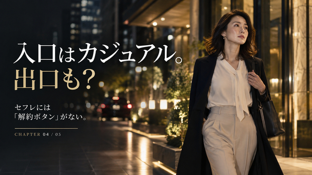 東京の夜を歩く女性とセフレには解約ボタンがないというメッセージ