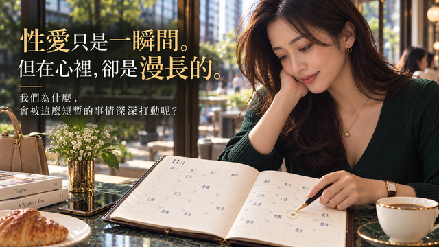 在咖啡館翻開行事曆思考短暫性愛與漫長心理時間的30多歲女性