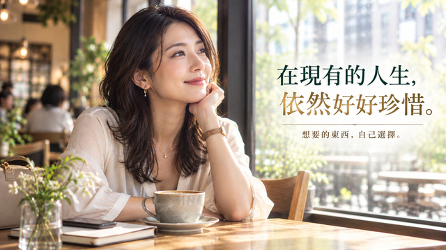 珍惜現在的人生並由自己選擇所想要事物的30多歲台灣女性