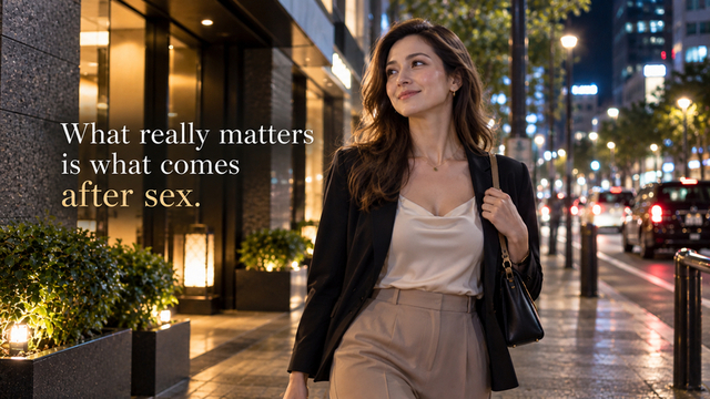 Woman in her thirties thinking about life and relationships after sex